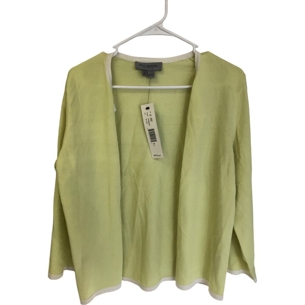 $140.00 Bill Burns Signature Cardigan Sweater Women Large Citron Long Sleeve NWT